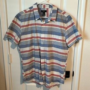 Mens striped Short Sleeve Shirt — L